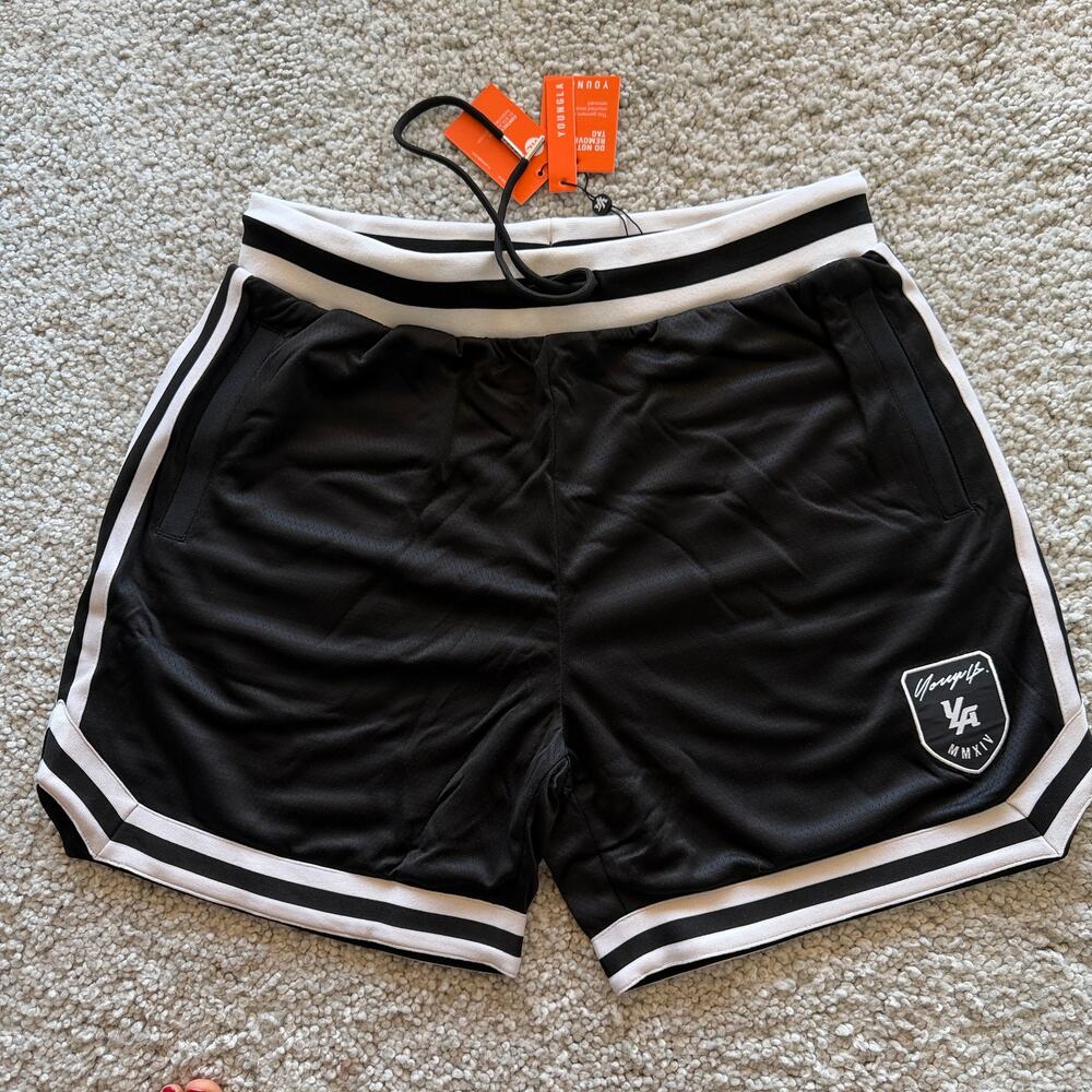 Men's YoungLA(SoldOut) 133 AthleticMeshGymShorts, XL, NWT, Black